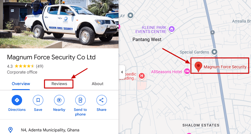 Google map customer reviews